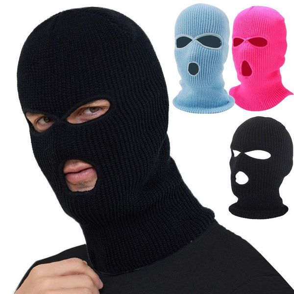 

cycling caps & masks outdoor ski mask knitted face neck cover winter warm balaclava full skiing hiking sports hat cap windproof, Black