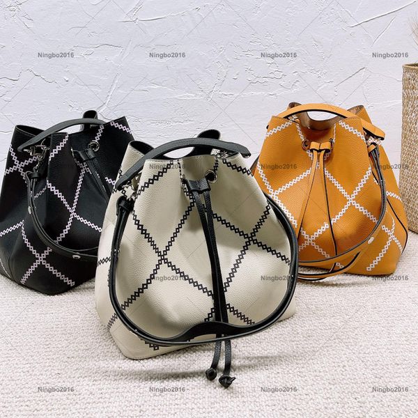 

floral embossed drawstring bag grained leather print stylish practical everyday bags designer handbags luxury shoulder purse tote fashion le