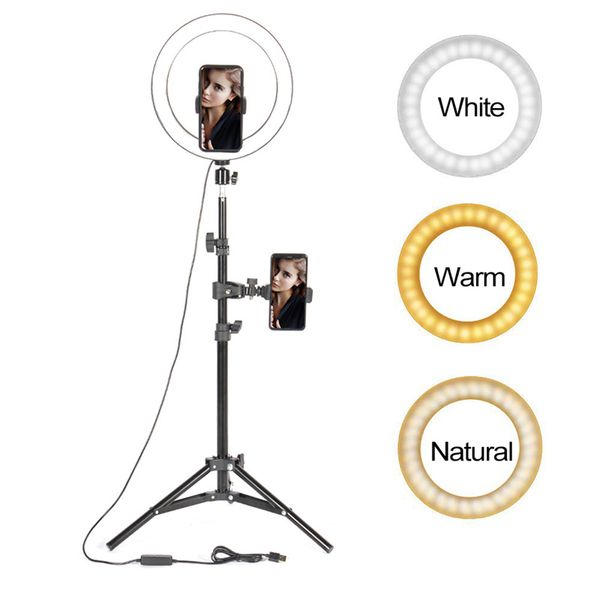 

tikok youtube makeup fill lighting video live shooting led ring light 10 inch with phone holder tripod stand selfie