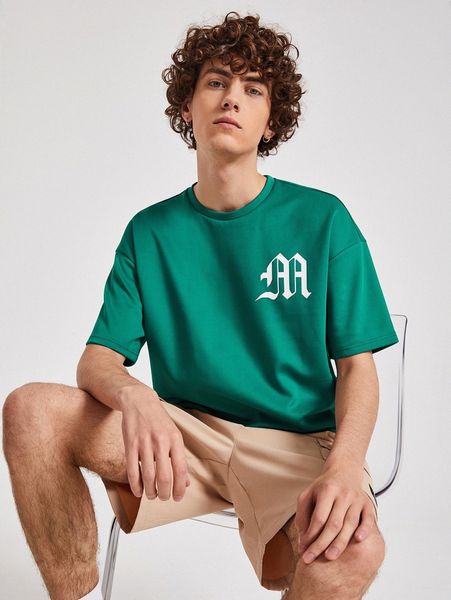 

men letter graphic drop shoulder tee d5ea#, White;black
