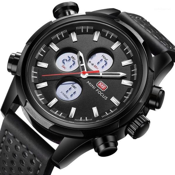 

wristwatches 2021 watch student business casual simple fashion men's dual-mode dual-display luminous waterproof leather strap, Slivery;brown