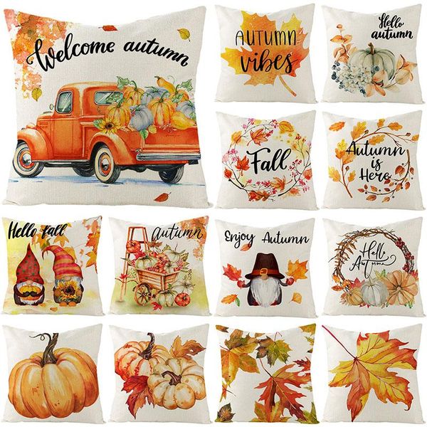 

cushion/decorative pillow autumn plants pillowcase 45x45 pumpkins decorative cushion cover fall linen sofa cushions home decor