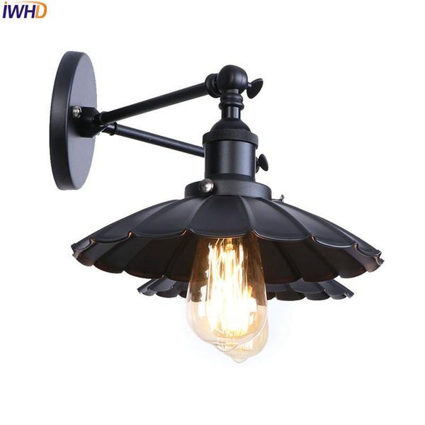 Lâmpadas de parede Iwhd preto retrô vintage luminárias iluminação de escada 2 cabeças Edison LED LUZES SCENCE WANDLAMP LAPARARAS DE PARED