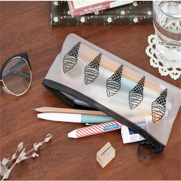 

pvc transparent stripes ice cosmetic bag women travel makeup organizer storage pouch pencil case toiletry wash