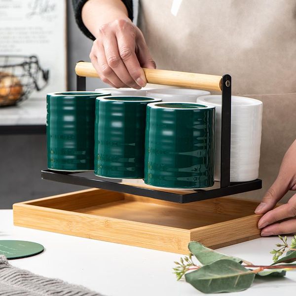 

mugs a set of seven with tray simple modern design ceramic cup home living room tea water