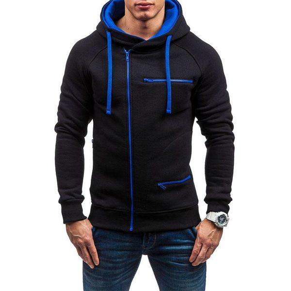 

men's hoodies & sweatshirts hooded sweatshirt 2021 pure color casual harajuku zip jacket streetwear hip hop oversize, Black
