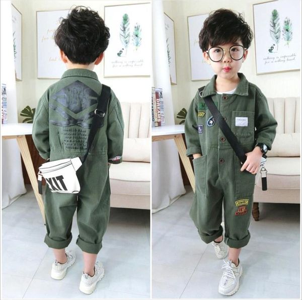 

childrens clothes spring autumn wear set kids overalls baby boys casual workwear denim one piece, White