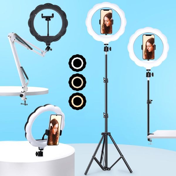 

flash heads 10in led selfie ring light pography ringlight phone stand holder tripod fill dimmable lamp for po studio