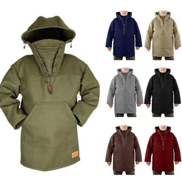 

men's hoodies & sweatshirts autumn winter men's hooded sweater mid-length casual trendy long plus size s-5xl polyester fashion sle, Black