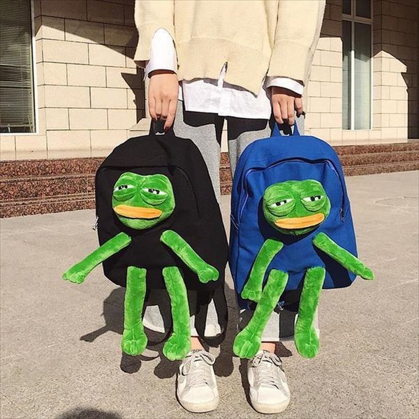 

frog stereo doll backpack cartoon girls canvas school bag kawaii womens shoulder large capacity travel women