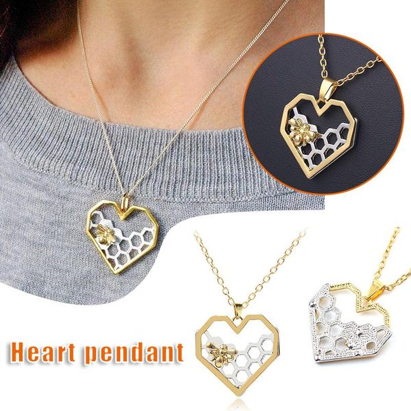 

chains love heart honeycomb necklace for women lightweight neck chain novelty jewelry gift mother ml, Silver