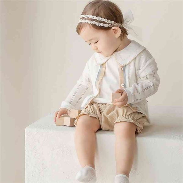 

baby knitted cardigan thin coat boys girls sweater air conditioning knit cardigans single breast s 210521, Blue