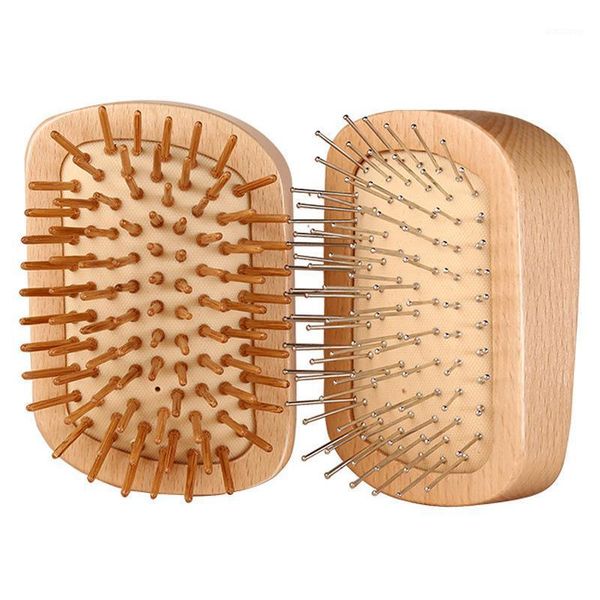 

handle shun hair comb massage wooden convenient steel needle mini brushes1, Silver