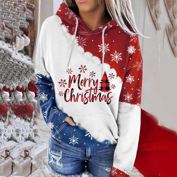 

women's hoodies & sweatshirts casual women christmas print long-sleeved sweatshirt blouse pullover fashion comfy daily, Black