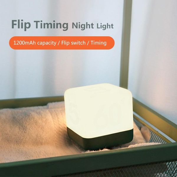 

night lights holiday gifts timing flip light 1200mah usb portable charging led lamps for home bedroom decoration lamp