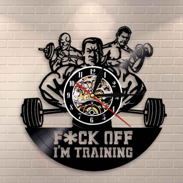 

wall clocks f- off i'm training gym inspirational quote art bodybuilders clock fitness room sign crossfit record