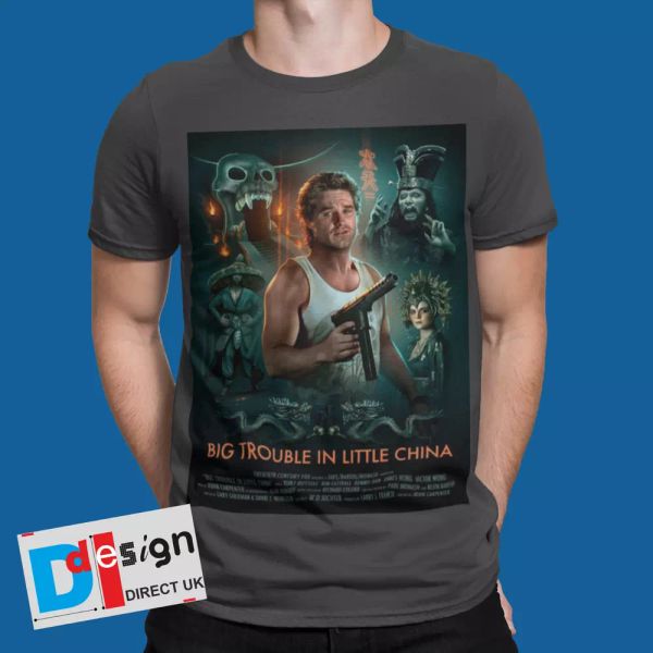 

big trouble in little china t-shirt movie poster retro 80s 90s japan tee, White;black