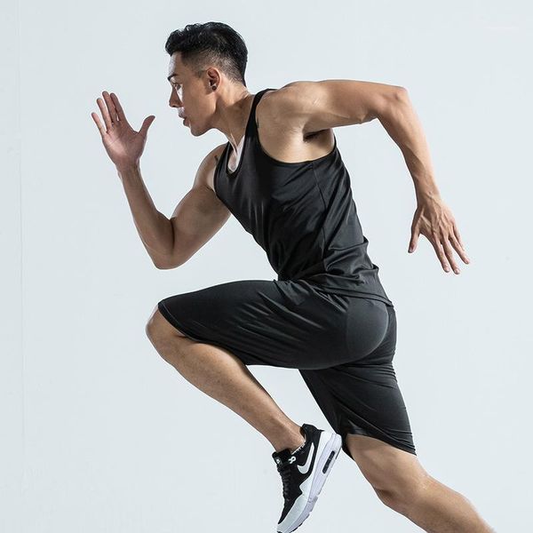 

running sets men women vest+shorts track and field sportswear sprint suit marathon clothes basketball skateboard clothes1, Black;blue