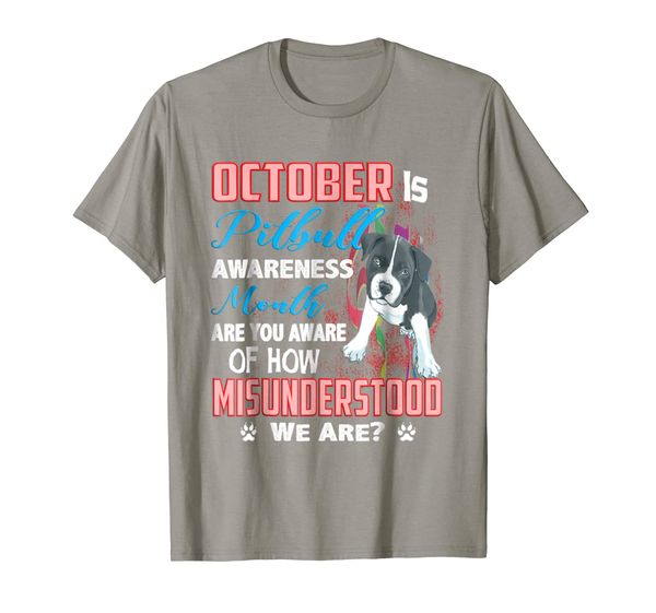 

october is pitbull awareness month t-shirt, White;black