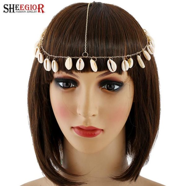 

hair clips & barrettes korean lovely shell hairband wedding accessories for women head chain fashion gold tassel bridal headband jewelry gif, Golden;silver