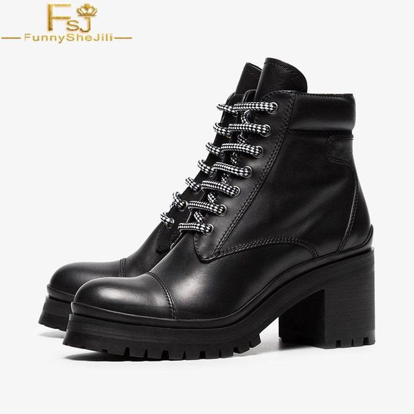 

boots black ankle high square heel lace up round toe women warm winter booties casual woman shoes 2021 big size 16
