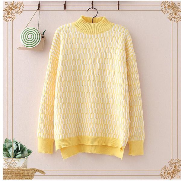 

women's sweaters 2021 spring knitted sweater women pullover korean fashion half turtleneck long sleeve loose jumpers ladies tide1, White;black