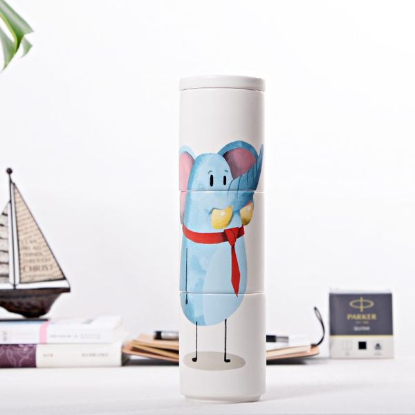 

mugs japanese creative cute animal stacked 3 layers kit household tea coffee cup teacup taza anime cafe gato caneca gift box