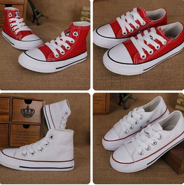 

promotional kids sneakers fashion high low children shoes boys and girls sports classic canvas shoe size 24-34, Black;red
