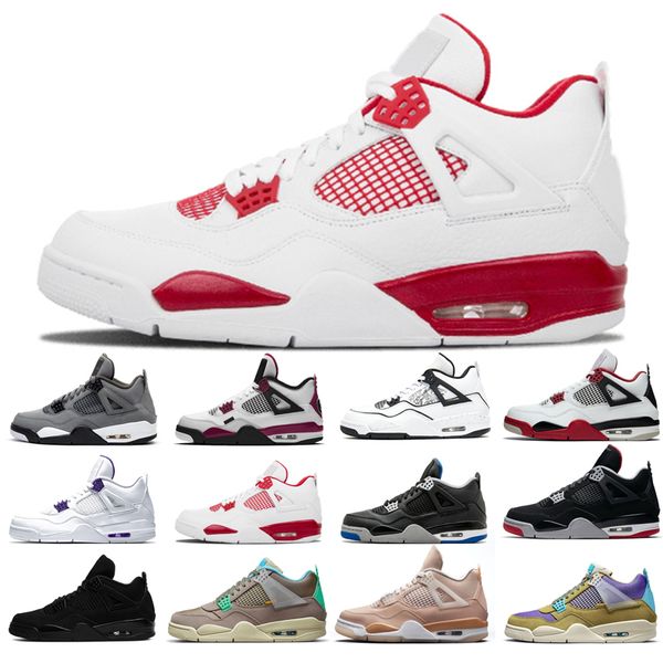 

4s new basketball shoes for man black cat taupe haze desert moss court purple travis white oreo sail olivia kim orange metallic fire red bre