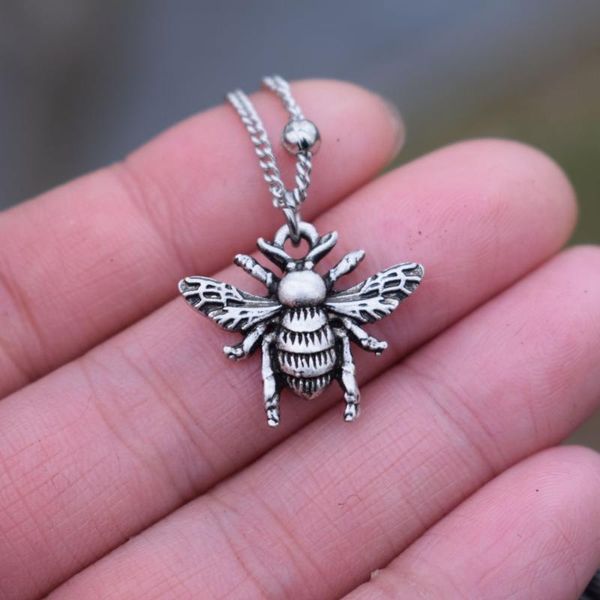 

pendant necklaces sanlan 1pcs animal insect honey queen bee necklace, Silver