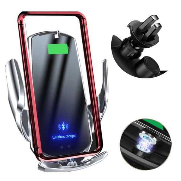 

cell phone mounts & holders car holder with 15w wireless charger for all mobile phones magnetic connector usb infrared sensor mount