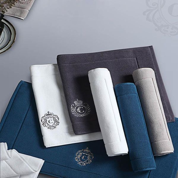 

100% cotton bath mat home 5-star el bathroom carpet rugs gray jacquard feet towel doormat water absorb tub floor mats