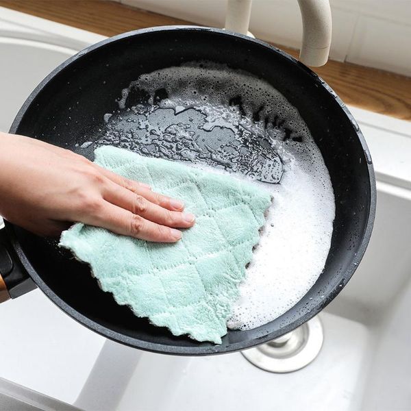 

cleaning cloths 2pcs nonstick oil coral velvet hanging hand towels kitchen dishclout absorbent thicker cloth for towel gadgets