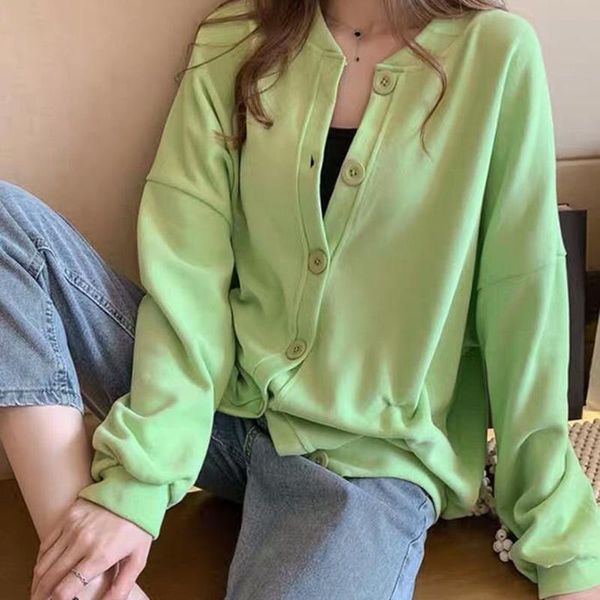 

women loose baseball jacket plus size m-5xl casual button cardigan coat streetwear solid sweatshirt short outwear female women's jacket, Black;brown