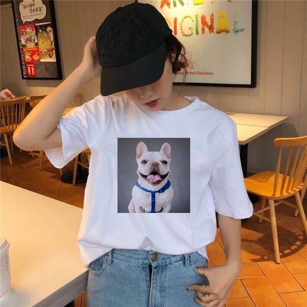 

women's t-shirt cartoon print cute dogs tee shirts summer fashion women loose casual harajuku funny clothing femme, White