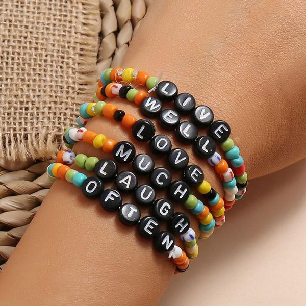 

yo fashion jewelry beads bracelet resin glass crystal beaded handmade multi layer acrylic women gifts plastic bangle, Black