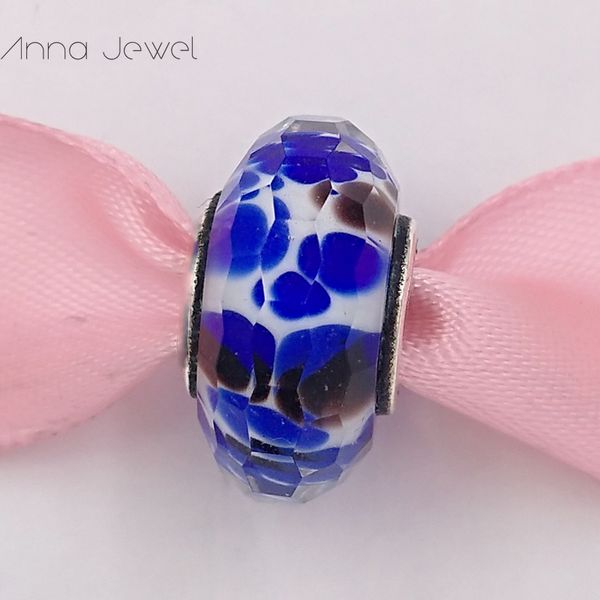 DIY charme pulseiras jóias pandora murano espaçador para pulseira fazendo pulseira novo azul facetado vidro espaçador grânulo para mulheres homens presentes de aniversário festa de casamento 791609