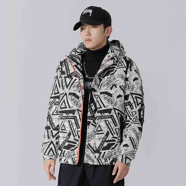 

winter down jacket men's 2021 new 90 white duck warm youth hooded trendy, Black