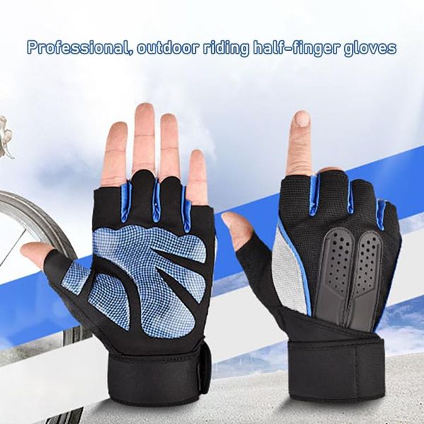 

cycling gloves weightlifting fingerless breathable half finger hand palm proctection equipment training fitness, Black