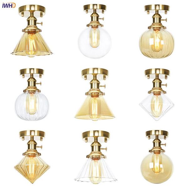 

ceiling lights iwhd copper nordic led light glass lampshade lamp with switch industrial loft fixtures home lighting