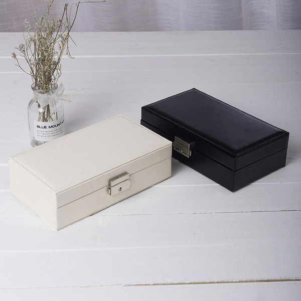 

pure color portable makeup organizer simple design jewelry box earring cosmetic ring bag necklace display storage boxes & bins