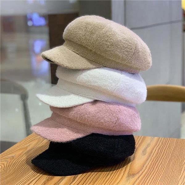 

brand caps octagonal hat female spring and autumn bailey korean winter net red 2021 duck tongue warm solid color, Blue;gray