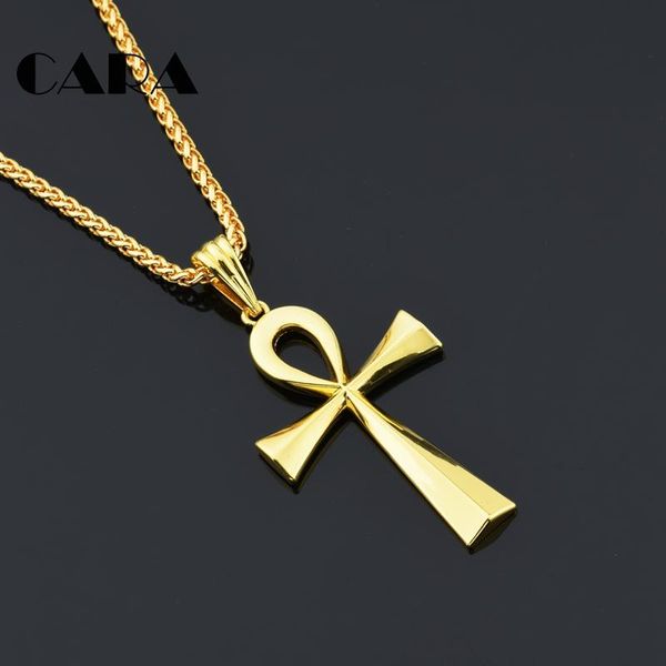 

pendant necklaces ankh necklace & the key of nile 316l stainless steel chain for men jewelry egyptian cross cagf0404, Silver