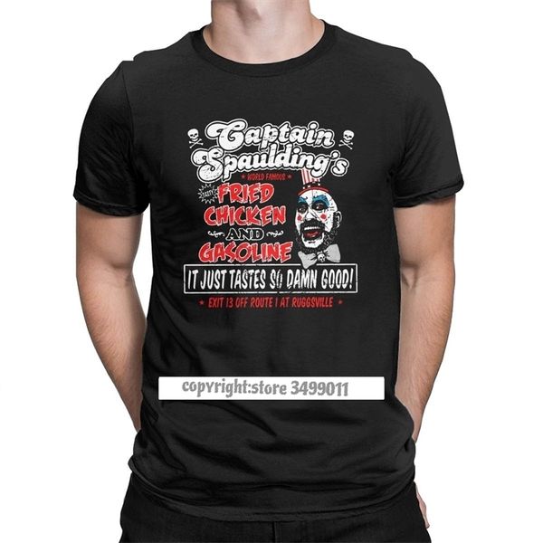 Capitão masculino Spaulding Frango Frito Tshirt Devils Rejeitos Camiseta Casa de 1000 cadáveres Horror Halloween Gift Tops 210706