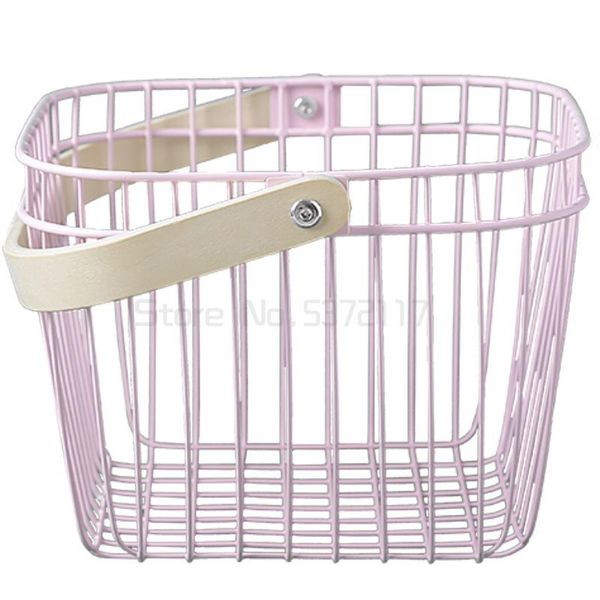

storage baskets nordic tablesundries iron portable basket household kitchen wooden handle fruit