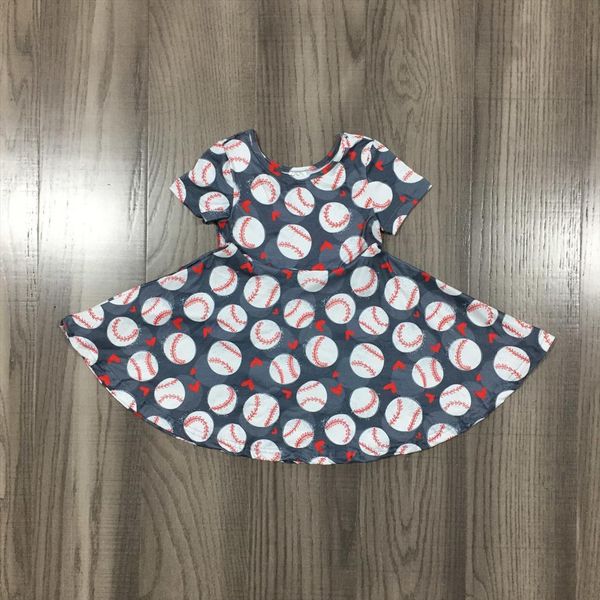 

summer baby girls children clothes girl dresses milk silk twirl knee length baseball season kidwear short sleeve, Red;yellow