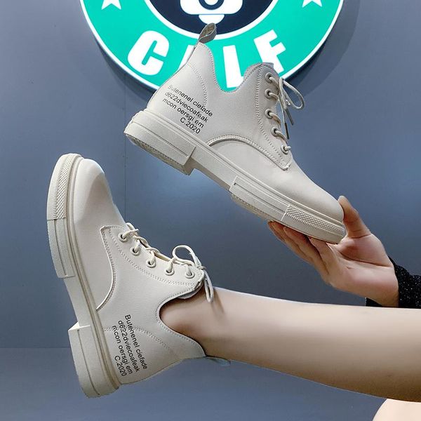 

boots 2021 spring autumn fashion round toe ankle women lace up shoes for ladies motorcycle casual women's short, Black