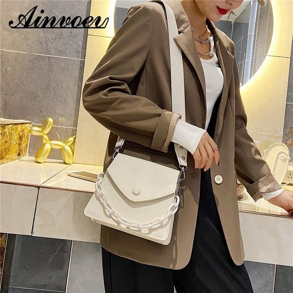 

evening bags ainvoev autumn female pu leather small bag solid color chain portable shoulder messenger ladies handbag