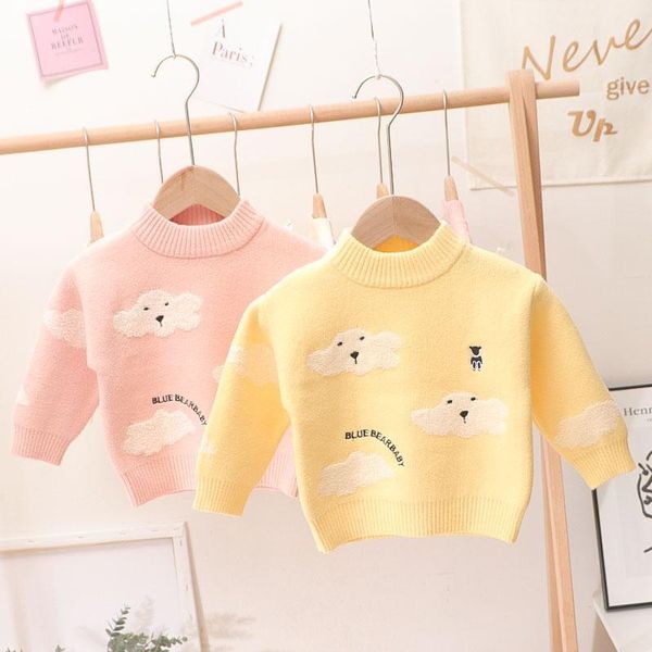 

pullover autumn winter baby girls cartoon sheep clouds long sleeve knitwear sweater children kids jumpers, Blue
