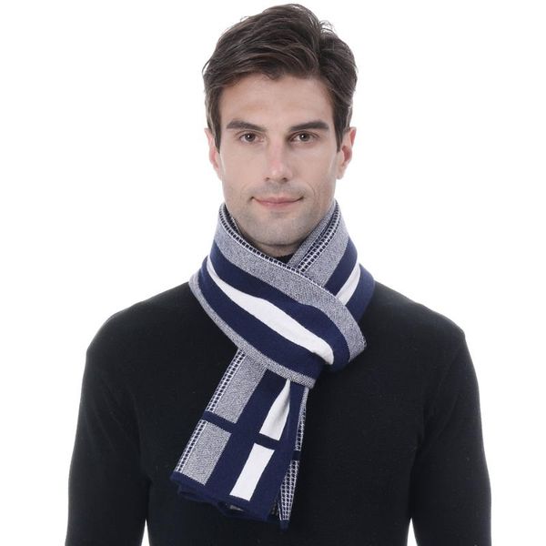 

scarves winter men scarf knit cashmere striped bufandas male casual tassel shawl man business pashmina, Blue;gray